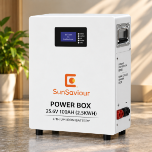 SunSaviour 100AH, 25.6V, IP50, 2.5KW, Life Cycle 6000 Wall Mounted